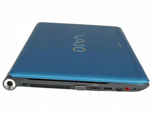 Sony VAIO VPC-Y21M1R Blue + внешний DVD-RW вид боковой панели